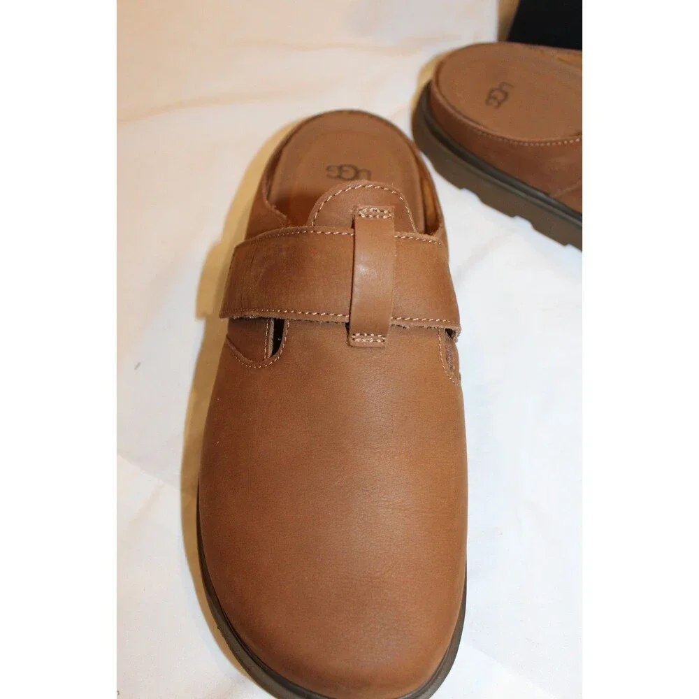 UGG CHESTNUT NUBUCK LEATHER SOLANO CLOG SANDALS SLIDES SHOES MEN SIZE US‎ 7